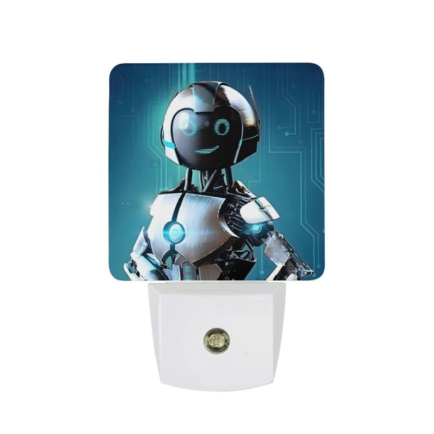 Mi Amigo Robot Luz nocturna LED con sensor de anochecer a amanecer para dormitorio, baño, pasillo, escaleras - Lámpara LED nocturna de enchufe, 0.5W - 1 pieza