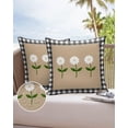 thumbnail image 6 of Waterproof Throw Pillow Covers, Daisy Flowers Black White Buffalo Check Plaid Decorative Pillowcase Soft Cushion Case for Patio Couch Tent Balcony, Set of 2 Square, 18"X18", 6 of 6