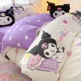 thumbnail image 1 of Miniso Sanrio Hello Kitty Kuromi Cinnamoroll algodón puro de tres piezas sábana de cama de dibujos animados funda de edredón funda de almohada ropa de cama para dormitorio, 1 of 5