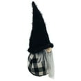 thumbnail image 2 of Galt International Fuzzy Hat Plaid Christmas Gnome Decoration - 17.5" - Black and White, 2 of 2