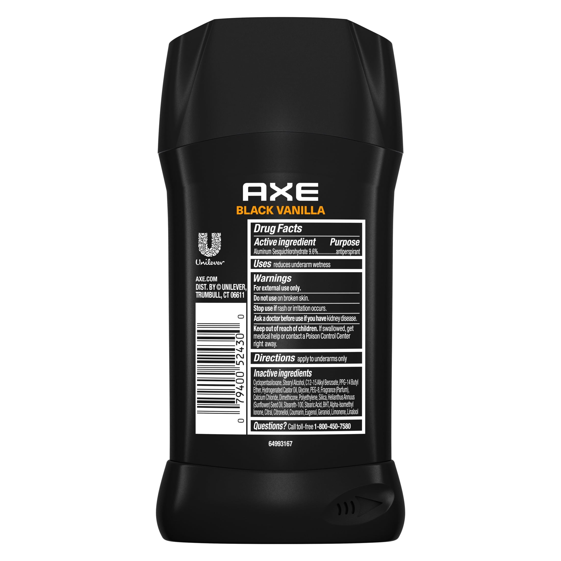 Axe Antiperspirant Deodorant Black Vanilla, 72 Hour, 2.6 oz