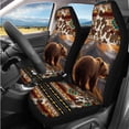 thumbnail image 2 of Binienty Aztec Brown Bear Automotive Seat Covers with 15 Inch Steering Wheel Cover Elastic Center Console Cushion Anti-Slip Seat Belt Pads 14 Piece Car Interior Decor Set, 2 of 7