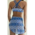 thumbnail image 2 of Women's Scoop Neck Tropical High Waist Bikini Swimsuit with Cover Up, Blue, 2 of 3