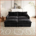 thumbnail image 5 of 2-Seater Corduroy Deep Seat Sofa with 2 Movable Footrests | Solid Wood Frame | Cushion Back | Corduroy for Living Room, 5 of 14