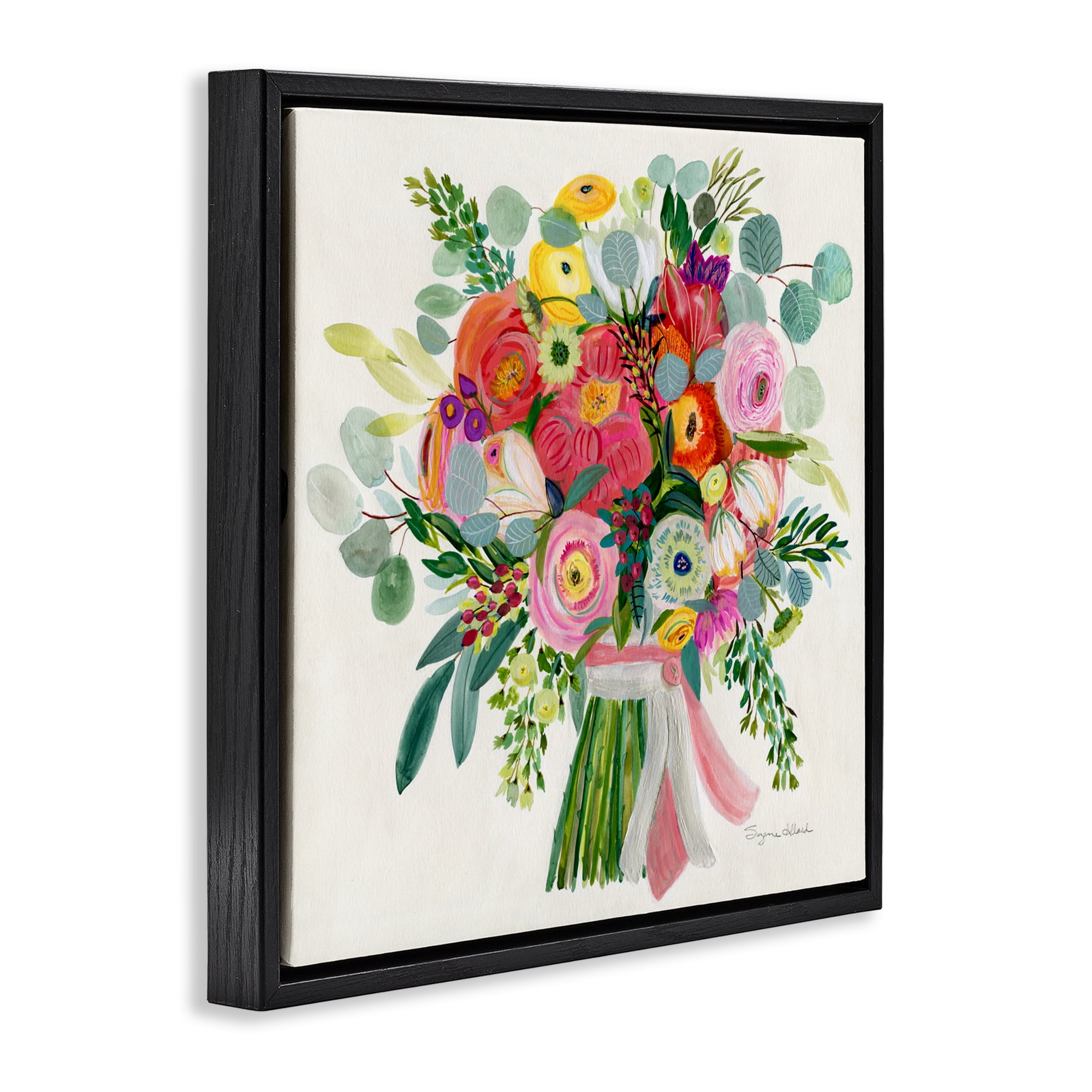 Stupell Industries Constant Friend Bouquet Black Framed Floater Canvas Wall Art, design by Suzanne Allard