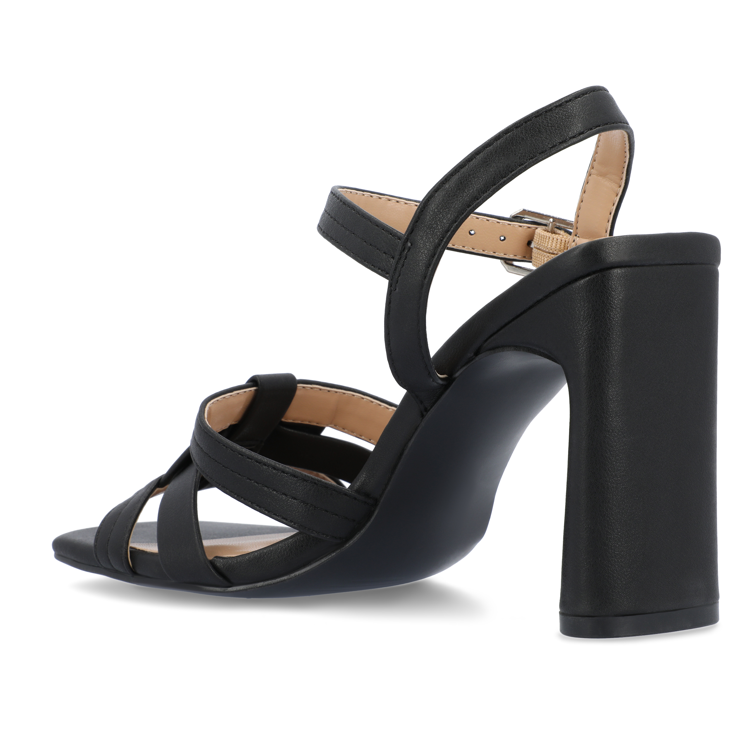 Journee Womens Gibssen Ankle Strap Covered Block Heel Sandals