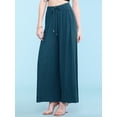 thumbnail image 3 of Made by Johnny Women's Pleated Wide Leg Palazzo Pants with Drawstring ONESIZE TEAL, 3 of 6