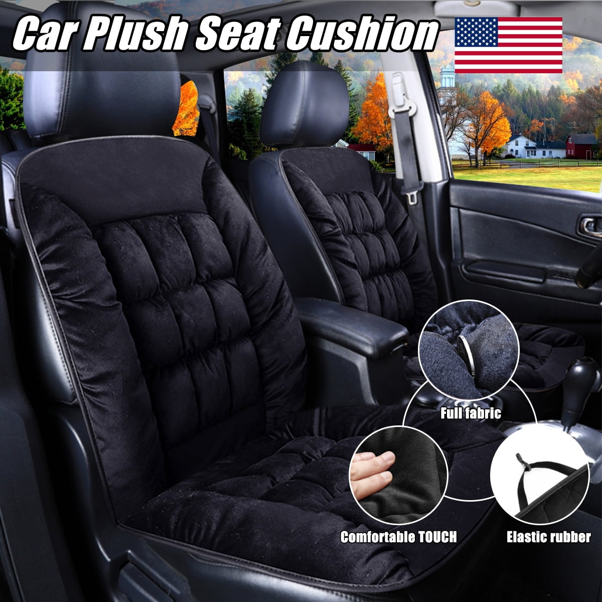 Plush Car Front Seat Cushion Comfortable Winter Warmer Cover Pad Chair 