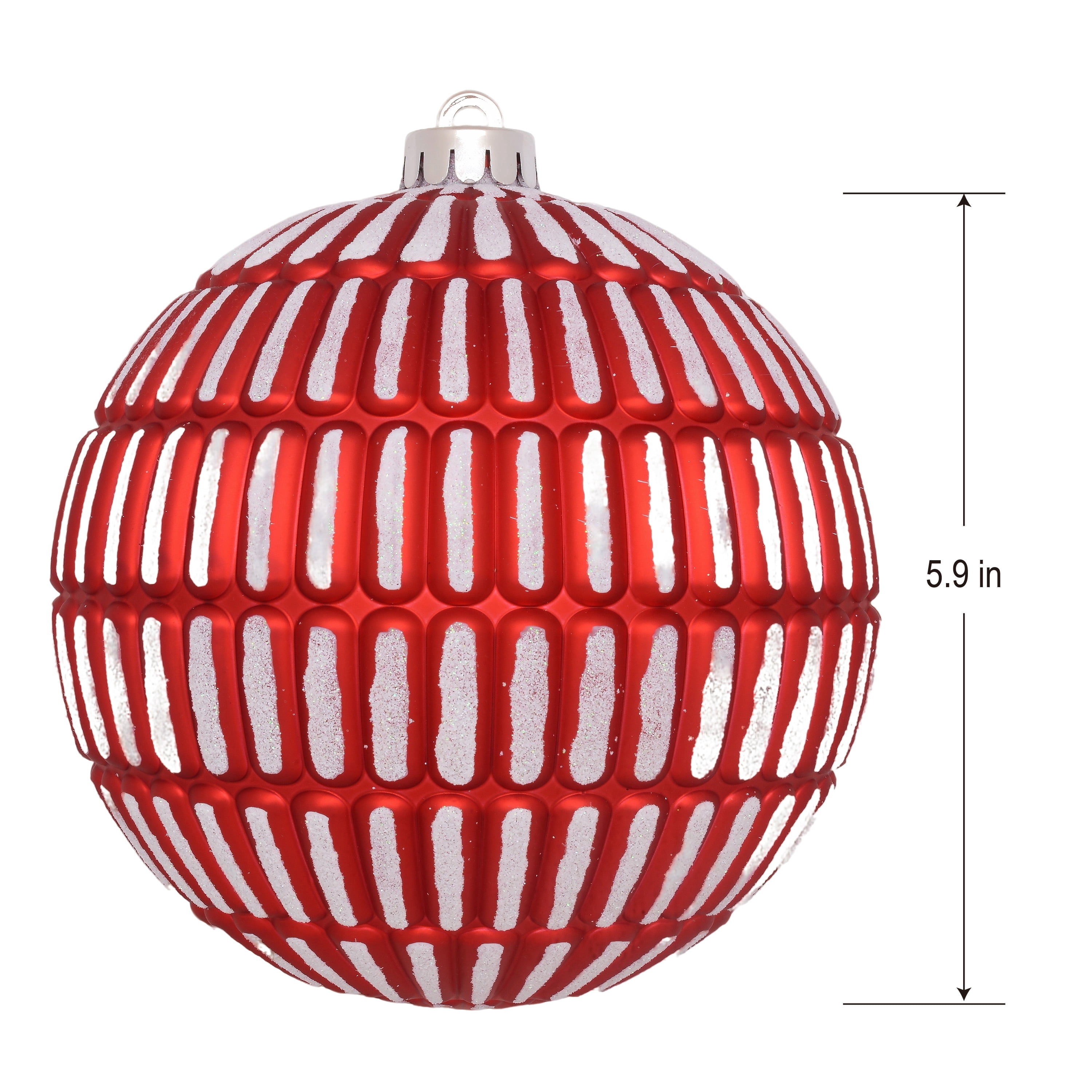 4-Count Red and White Ball Shatterproof Christmas Ornaments, 6", by Holiday Time