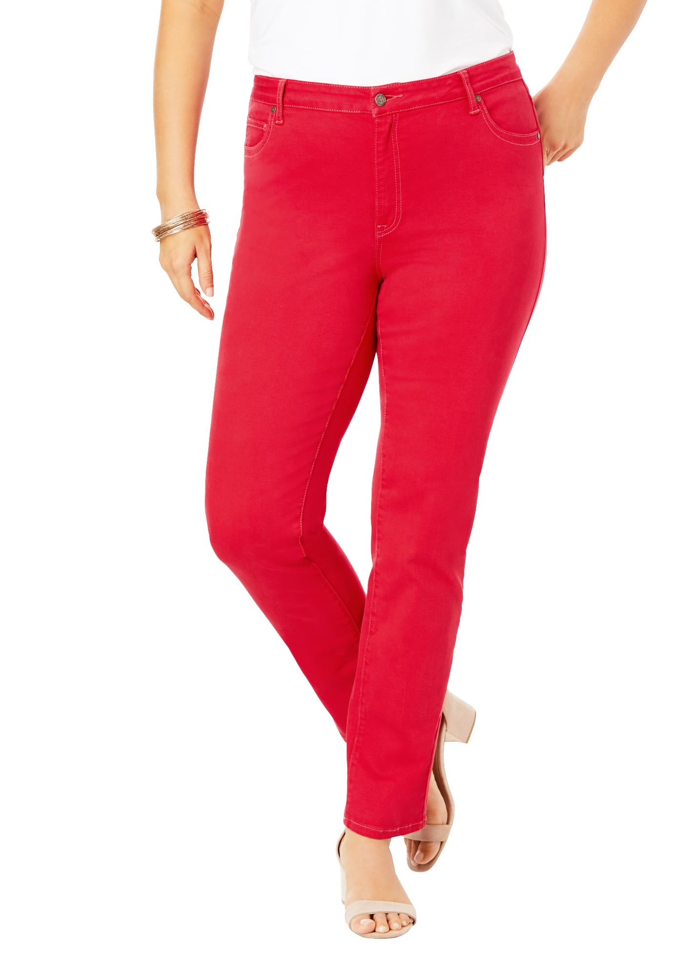 red plus size jeans