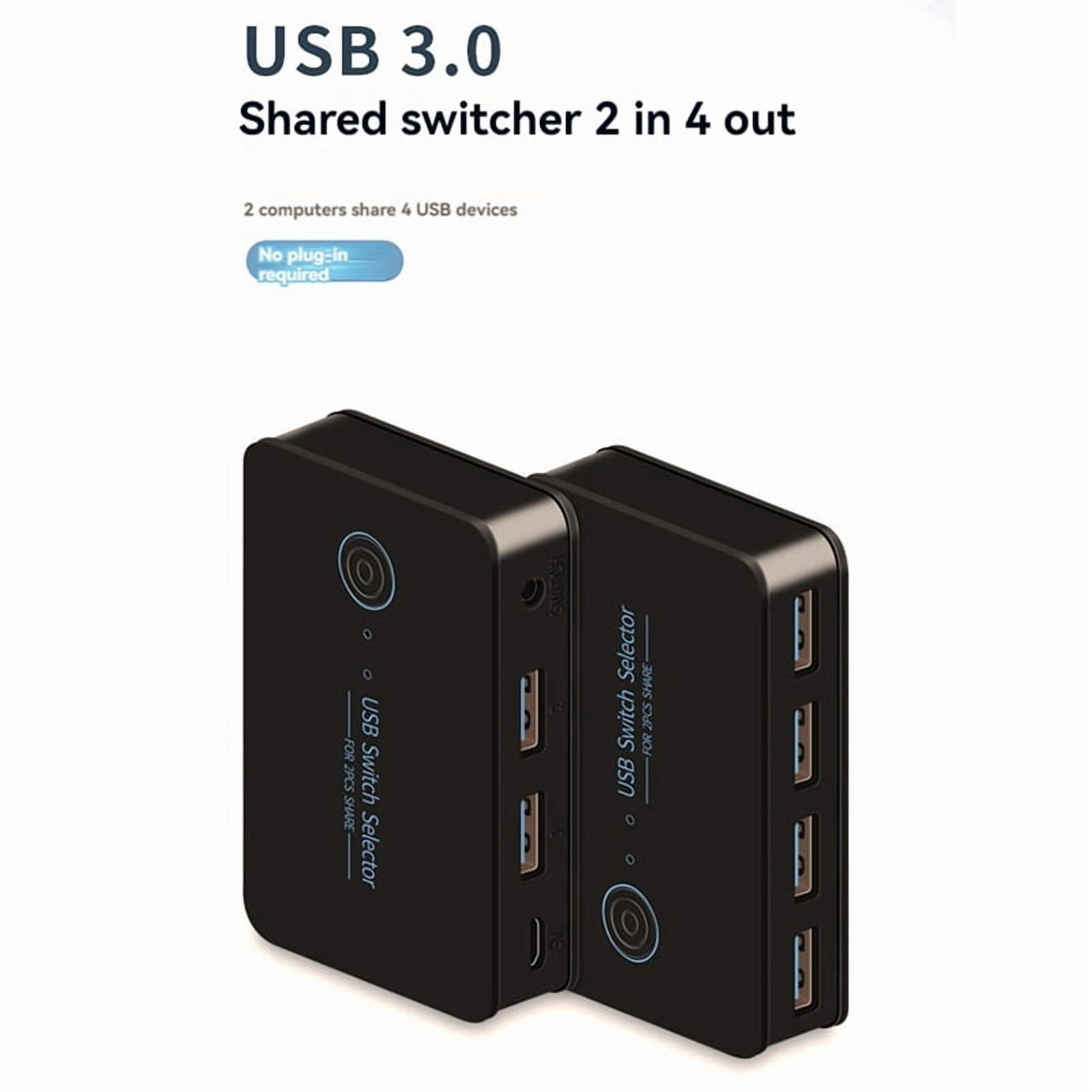 USB KVM Switch USB Shared Switcher 2 in 4 Out for Laptop PC Keyboard Mouse Printer USB Switch Hub Adapter USB 3.0
