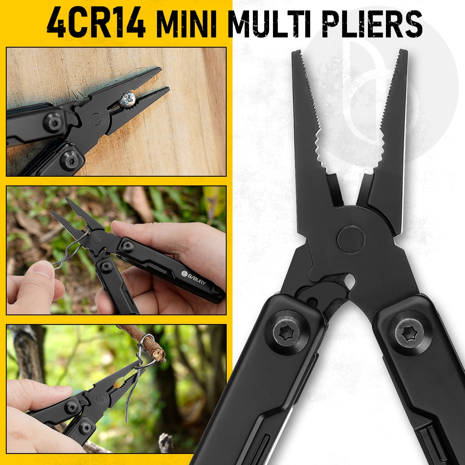 BIBURY Mini Multitool Pliers BI2051AB, Mini EDC Multi Tool with Pocket Clip for Outdoor Survival, Anniversary Birthday Gifts for Men and Women, Essential EDC Gear Tool