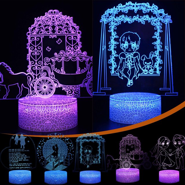 Ganfancp Día de San Valentín Usb Acrílico Luz de Noche Lámpara Decoración Del Hogar Regalos Rebajas Flash Deals Placa Acrílica X1+Base Abs X1+Cable Usb X1+Manual En Inglés X1