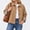 Camel, variant on Women's Short Trench Jacket 2026 Cropped Single Breasted Coat with Classic Collar Pockets Long Sleeves Lightweight Casual Outerwear