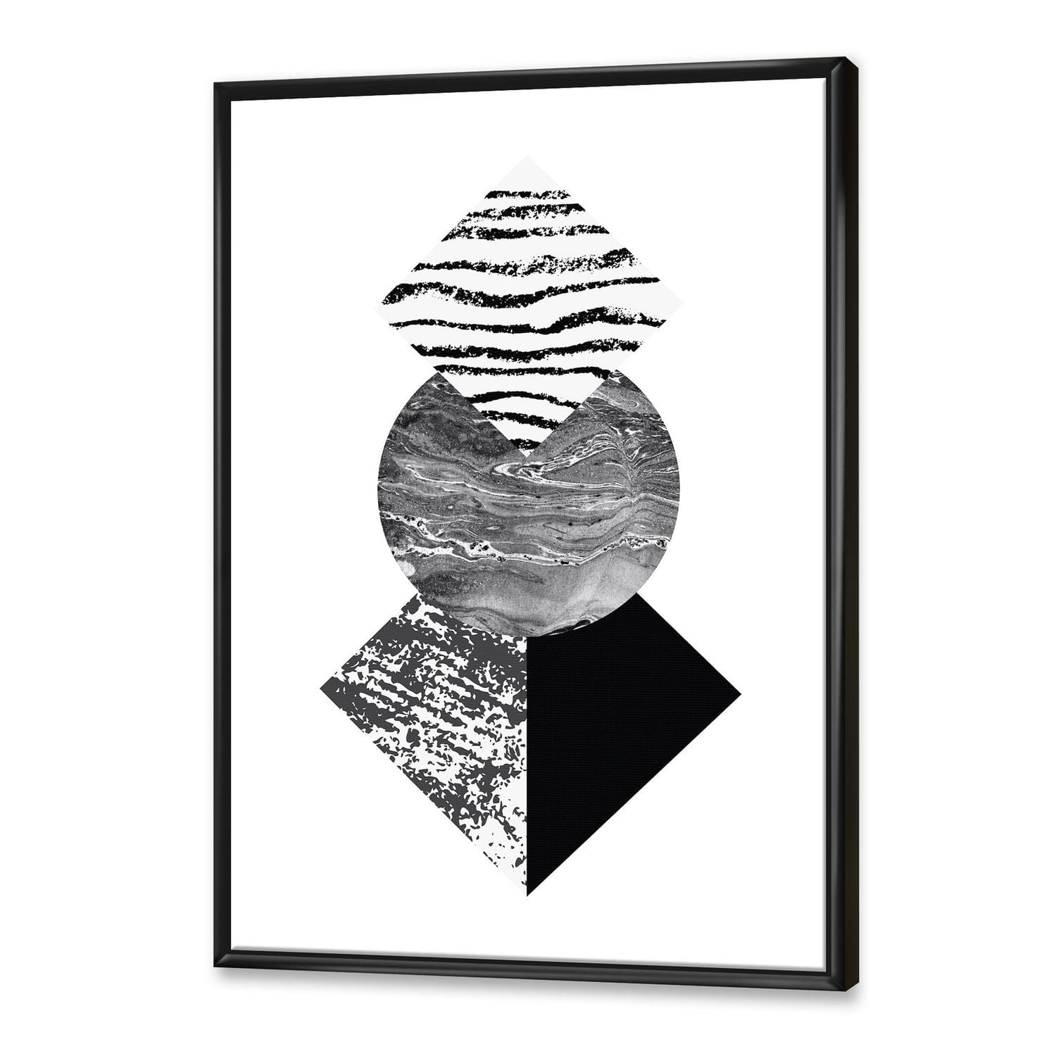 Designart Feuille de palmier tropical avec des formes géométriques abstraites I ART MURAL À CADRE FLOTTÉ