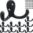 thumbnail image 1 of 10 ganchos para abrigos, ganchos de pared, ganchos resistentes para colgar abrigos, ganchos dobles sin óxido, montados en la pared para llaves, toallas, bolsos, tazas, sombreros, 1 of 8
