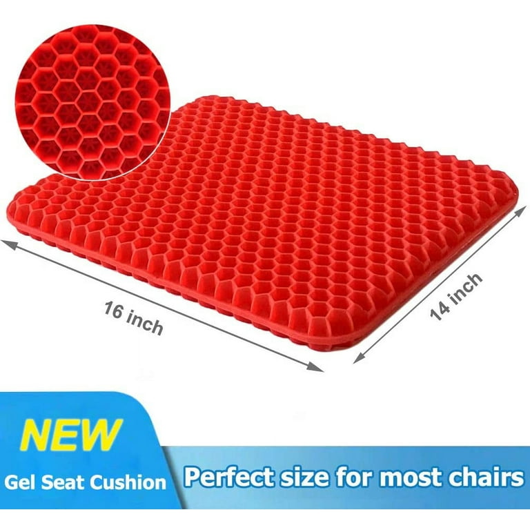 Gel Seat Cushion, Double Thick Egg Gel Cushion for Pressure Pain Relief,  Breathable Wheelchair Cushion Chair Pads for Car Seat Office Chair (Red) 
