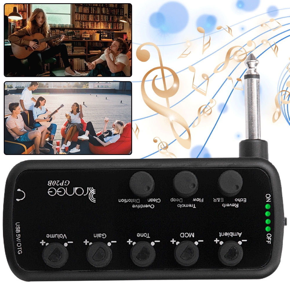 BLEEUS Bass Headphone Amplifier Usb Chargable Carry-on Plug-in Multi-effects Amp Musical Instruments Supplies (B)