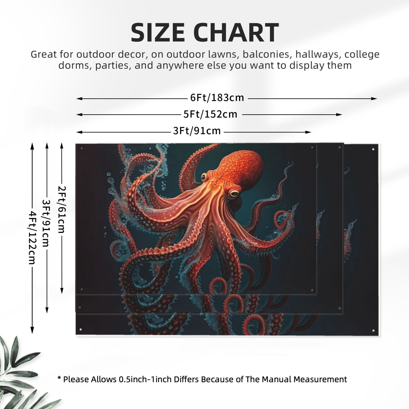 Red Octopus Tentacles Art Four Hole Decorated Banner Flag for Garden Yard Home Decoration Indoor Outdoor 4x6 Ft