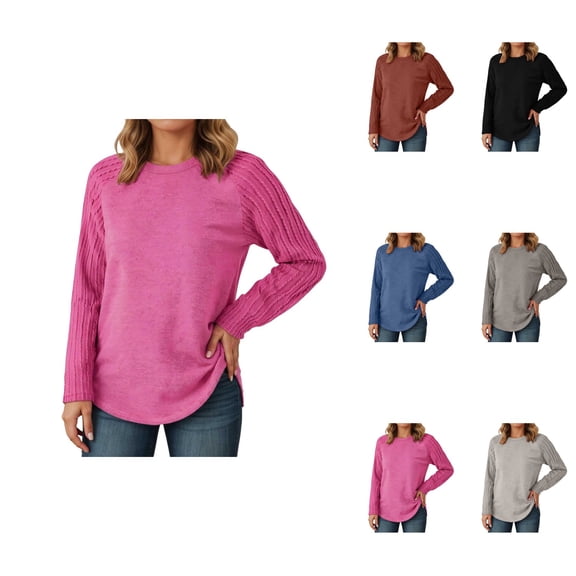 Stylish Pullover Sweater for Women – Long Sleeve Crewneck Tunic Top, Fall Winter 2025 Trendy Fashion Outfit, Plus Size Available