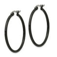 thumbnail image 3 of Stainless Steel Black IP plated 32mm Hoop Earrings; for Adults and Teens; for Women and Men, 3 of 4
