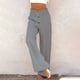 thumbnail image 2 of Pantalones palazzo de lino de cintura alta y pierna ancha para mujer, con cordón y bolsillos, 2 of 6
