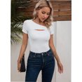thumbnail image 5 of Womens Cutout Tops Fashion Sexy Short Sleeve Lightweight Slim Fitted Tops Tshirts, 5 of 7