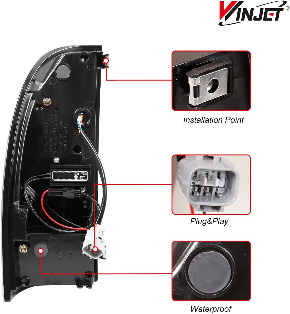 1 Pair LED Tail Lights for 2005-2015 Toyota Tacoma,Sequential Turn Signal Rear Lights,Glossy Black & Clear Lens
