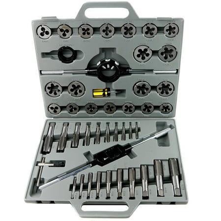 45 Pc Tap and Die Set Standard SAE Tungsten Steel Alloy Renewing Tools ...