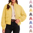 thumbnail image 2 of Ghalytn Women's Gingham Cropped Jacket Stand Collar Full Zip Quilted Coat with Patch Pockets Lightweight Plaid Outerwear, 2 of 2