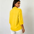 thumbnail image 5 of Womens Polo Shirts 3/4 Sleeve Golf Tops Collared Button Down Tee Womens Casual Business Golf Shirts Work Daily Tops 3-Buttons Soft Breathable Solid Color Yellow 2XL, 5 of 8