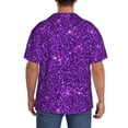 thumbnail image 3 of Fotbe Purple Glitter Camisa Estampada de Manga Corta para Hombre, Casual de Verano, Estilo Playero, Sin Arrugas-Medium, 3 of 5