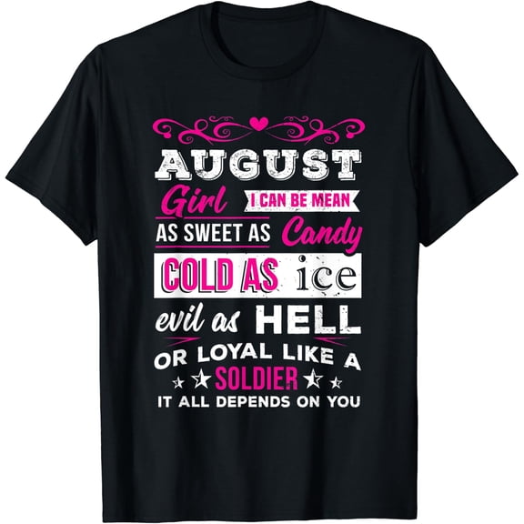 Women August Leo Zodiac Birthday T-Shirt Size S-5XL