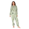 thumbnail image 2 of FORMRS Onesies Pajama for Adults Unisex Hoodie Winter Jumpsuit One Piece Sleepwear, Sizes S-2XL, Green Floral Guitar Pattern, 2 of 7