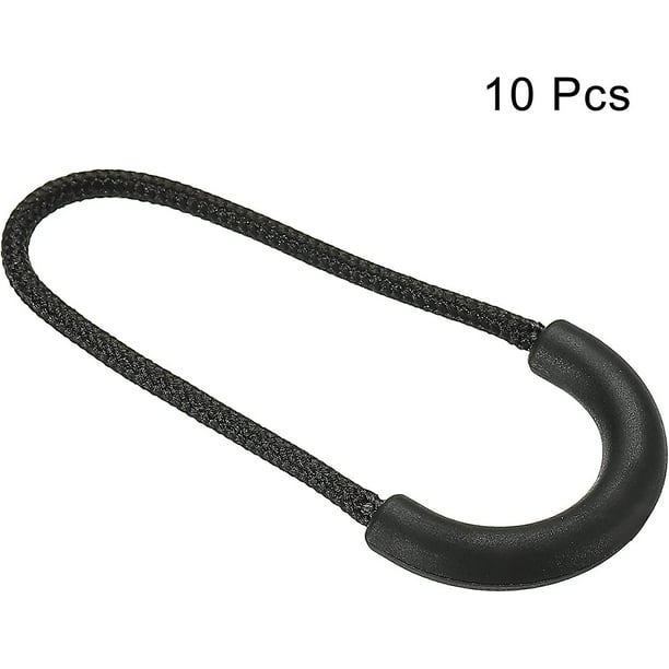 Tiradores de cremallera Cordón de manija de extensión, Extensor de etiqueta de lengüeta en forma de U de plástico para uso con dedos para mochilas de equipaje, Blackblack10pcs ShuxiuWang 8390612217418
