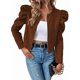 thumbnail image 1 of Chaqueta Corta de Larga para Mujer, con Cremallera, Abrigo, Ropa de Abrigo, Atuendo de Otoño, Chaquetones Marrón Oscuro 4XL, 1 of 7