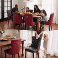 thumbnail image 5 of EHANCIS Modern Tufted PU Leather & Velvet Upholstered Dining Chairs, Set of 2, Kitchen Side Chairs with Nailhead Trim & Solid Wood Legs, WineRed/Black, 5 of 10