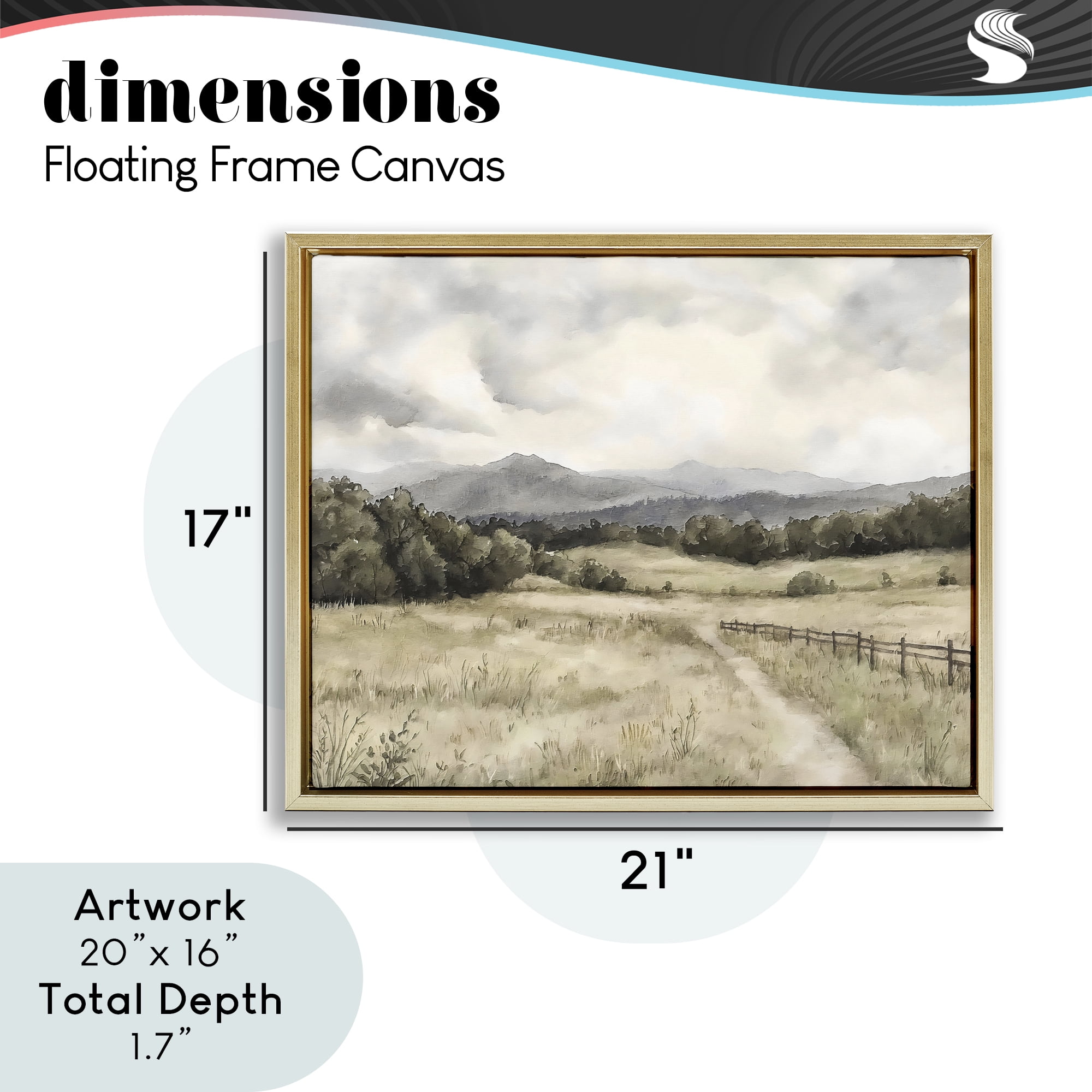 Stupell Industries Muted Trail Along Fence Gold Framed Floater Canvas Wall Art, design by Riley B