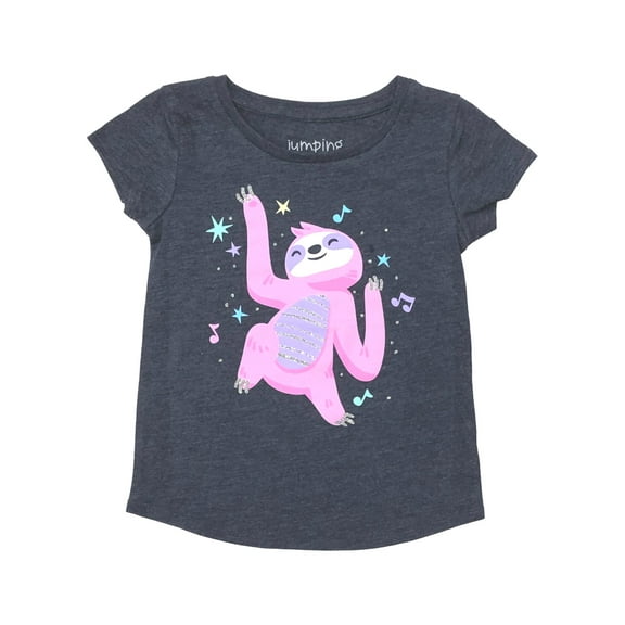Jumping Beans Toddler Girls Blue Glitter Sloth T-Shirt Tee Shirt 4T