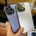 thumbnail image 2 of Electroplated Matte Acrylic Tempered Glass Case for iPhone 16 15 14 13 12 11 Pro Max, Ultra-Thin Frosted Acrylic Phone Cover, Titanium Metal Original Color Phone Case, 2 of 7