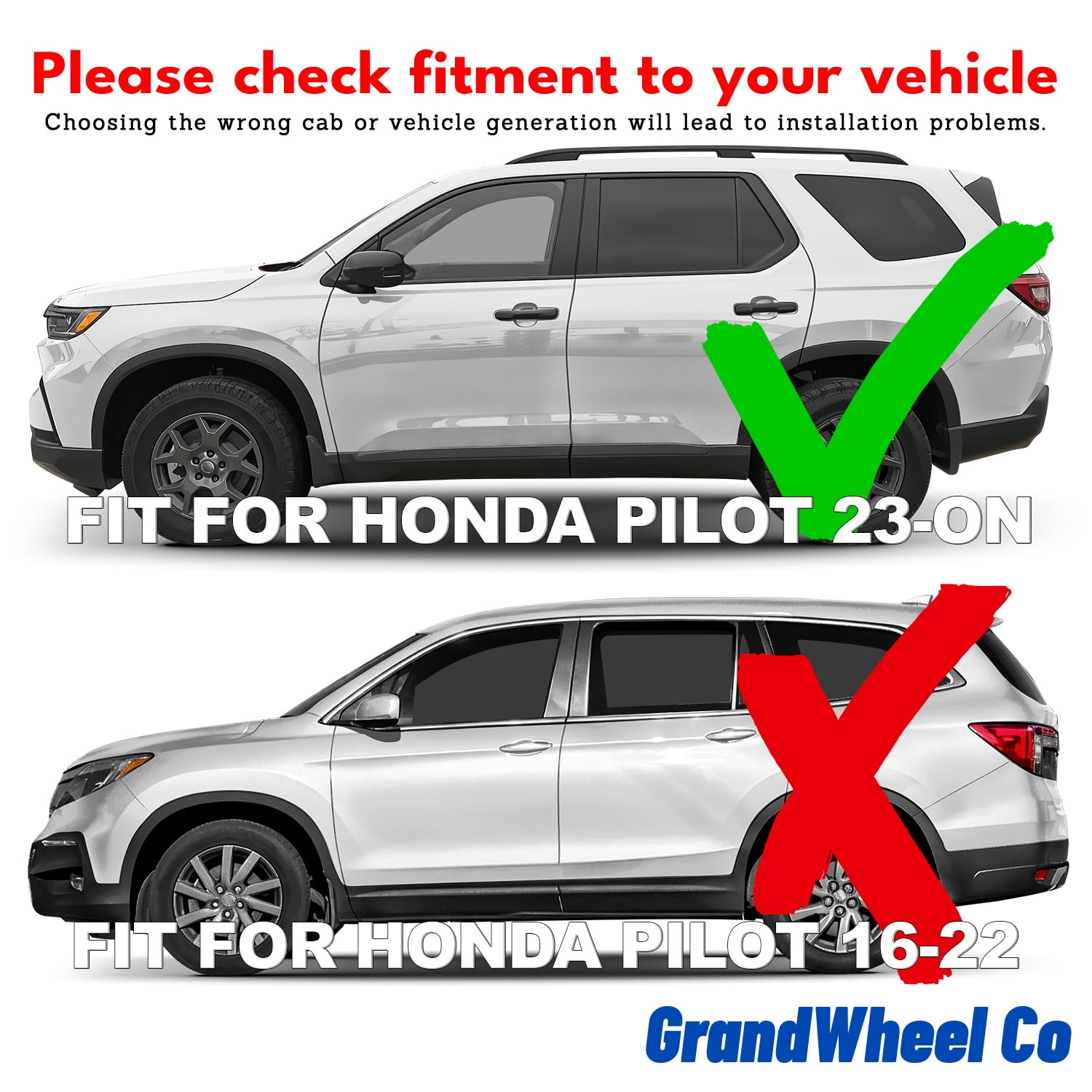 GrandWheel Co Window Deflectors Smoke Tinted In-channel Side Window Vent Visor Deflectors Rain Guards Compatible with Honda Pilot 2023-2025 - 4 pcs. GW1005
