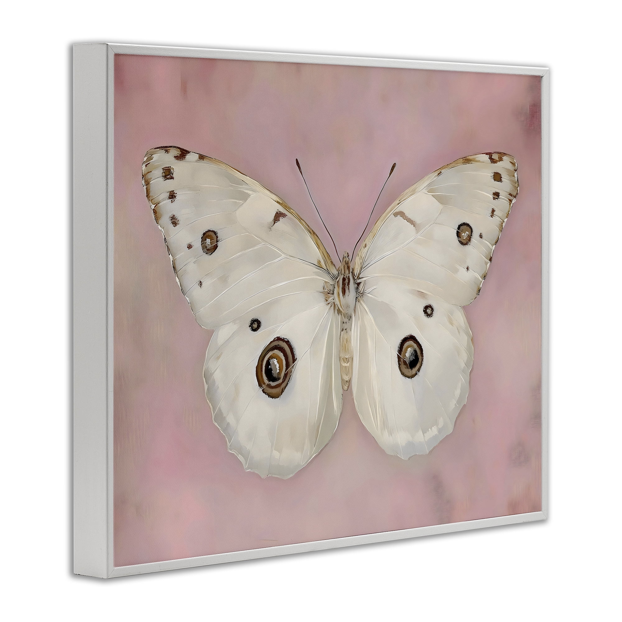 Stupell Industries Gossamer Butterfly on Blush Background White Framed Giclee Art, design by Arlington Prints