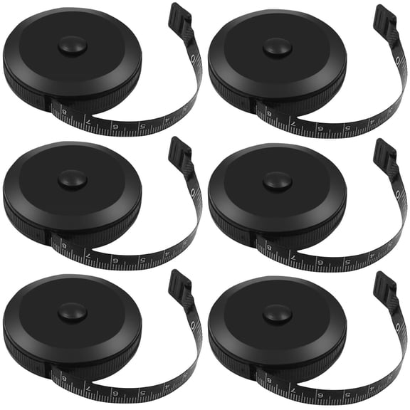 6 Pcs Black Portable Keychain Tape Measure, 150cm/59 inch Retractable Mini Measuring Ruler for Tailor Sewing DIY Craft