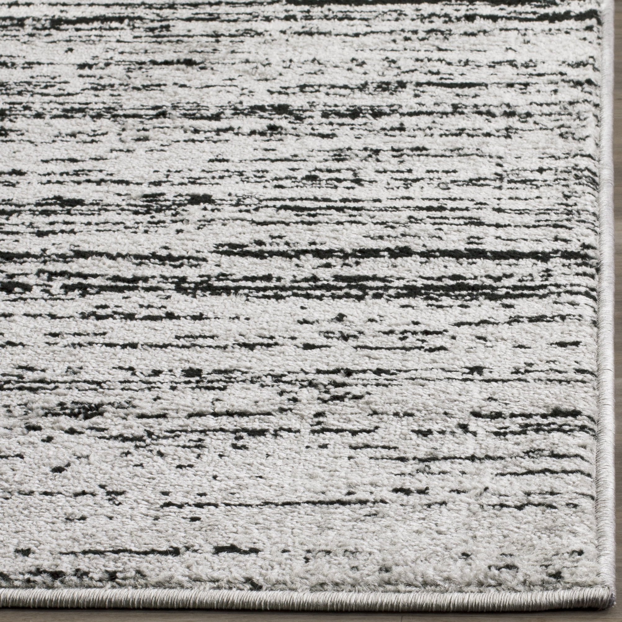 SAFAVIEH Adirondack Esmond Striped Area Rug, Silver/Black, 8' x 10' - Large - Modern Design, Silver & Black, Ideal for Living Room, Bedroom, Dining Space