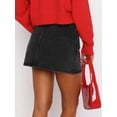 thumbnail image 4 of Black Denim Mini Skort Skirt Stretch Mid Waist Y2K Casual Jean Skort For Women, 4 of 5