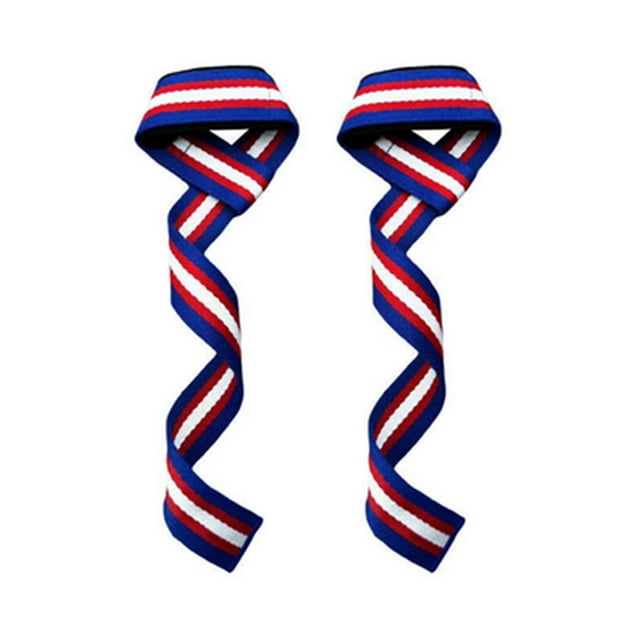 Advancent Correas de muñeca extra largas de algodón para gimnasio, correas de levantamiento de pesas con soporte acolchado, correas para peso Ropa Deportiva, Zapatos Azul con blanco