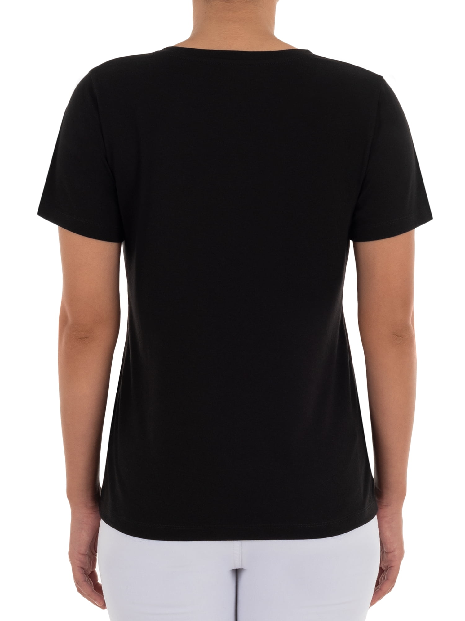 Time and Tru Women's Pima Cotton Blend V Neck Tee, 2-Pack, Sizes XS-XXXL