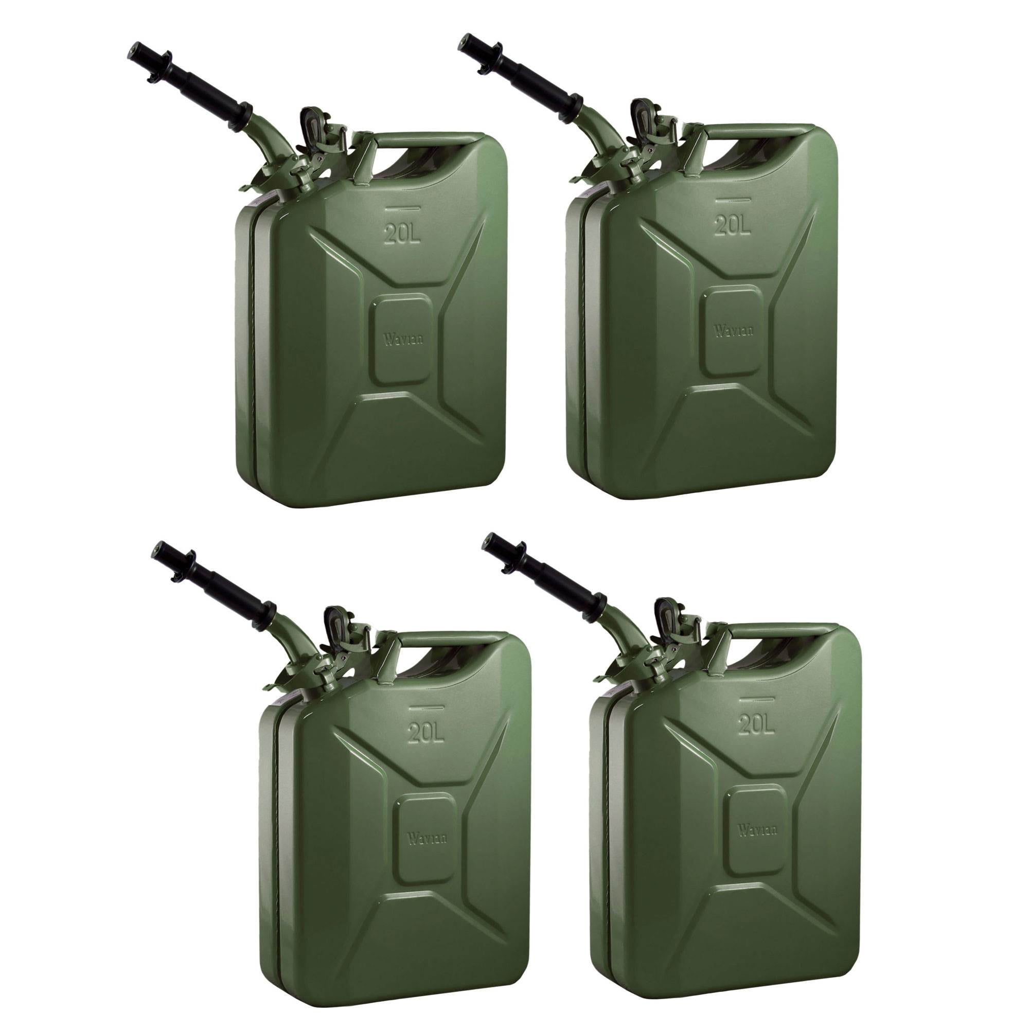 Wavian 3008 5.3 Gallon 20 Liter Authentic CARB Fuel Jerry Can w/ Spout 2 Green 