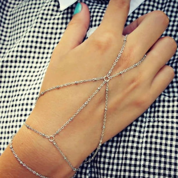 Pulsera de cadena de eslabones de mariposa creativa, brazalete de anillo de dedo conectado, pulseras para mujeres, arnés de mano vinculado, regalos de joyería para parejas Tan Jianjun unisex