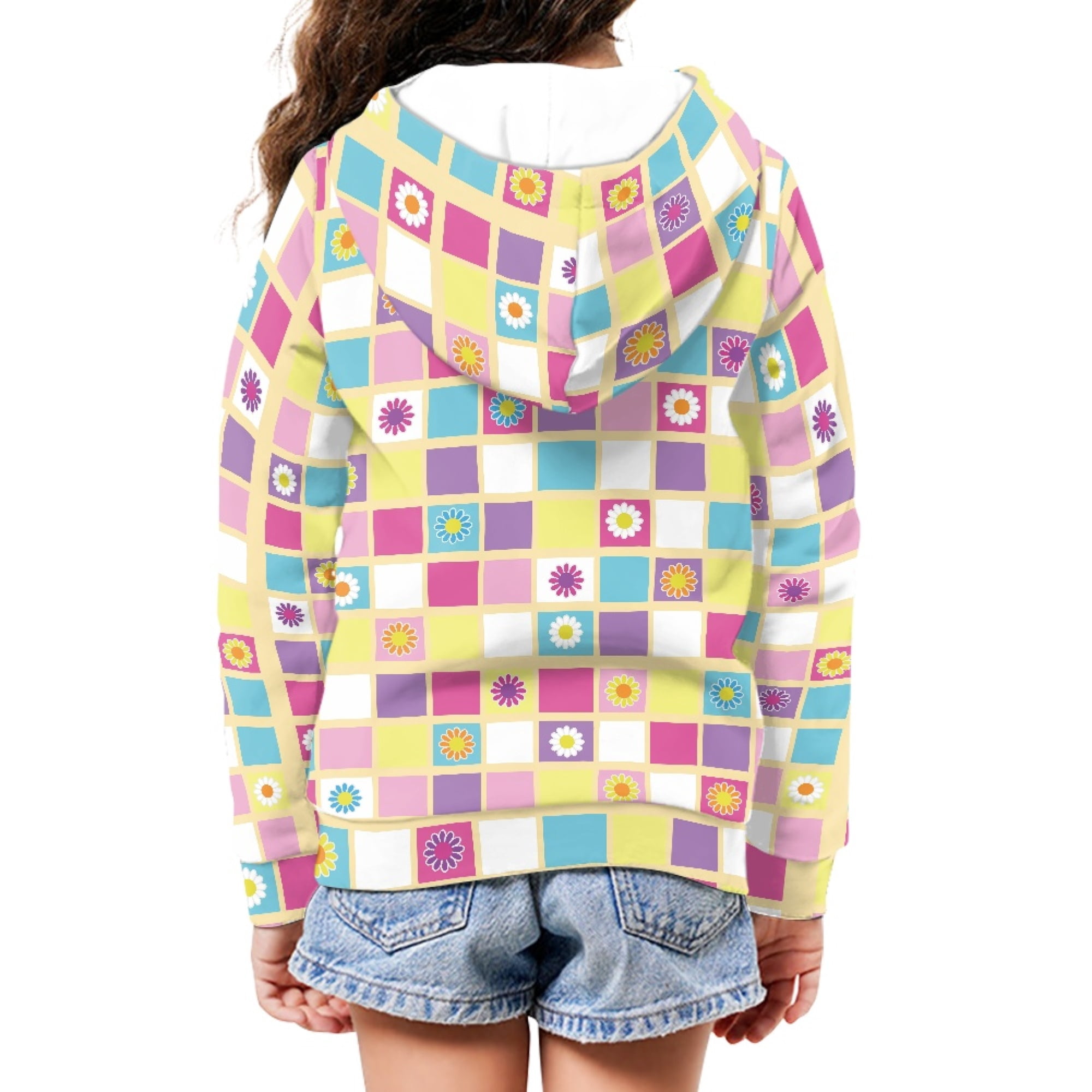 DISNIMO Daisy Hoodie Girl Plaid Hoodies with Zipper for Girls Zip Up Sweatshirt Jacket for Boys Hoodies Zip Front Sweatshirts 11-13 Childrens Hoodie Jackets Teenagers Hoodies Fall Girl Flower Hoodie